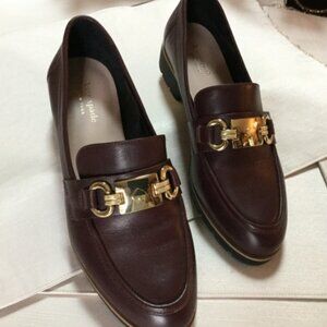 Kate Spade Women Size 9 M Kolby Loafers Shoes Slip-ons Dark Brown Leather NWOT
